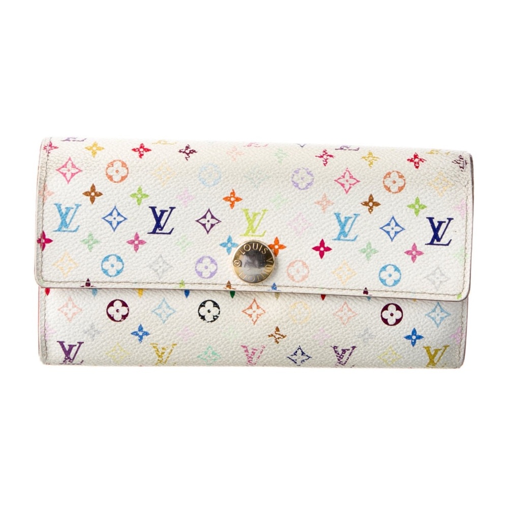 Louis Vuitton White Multicolor Monogram Flap Wallet